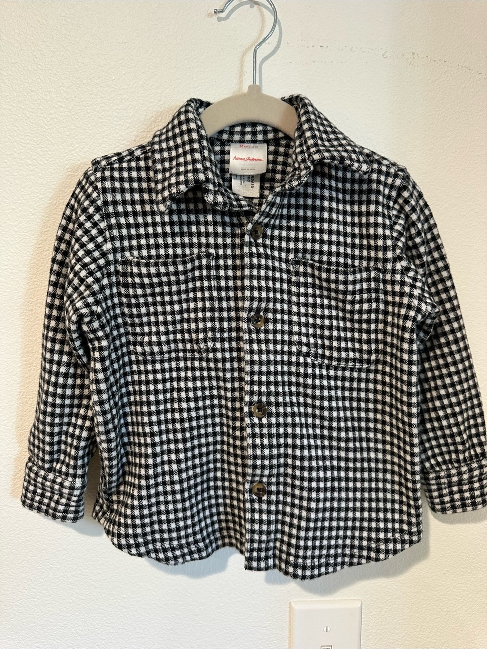 Hanna Andersson Black & White Plaid Button-Up Shirt